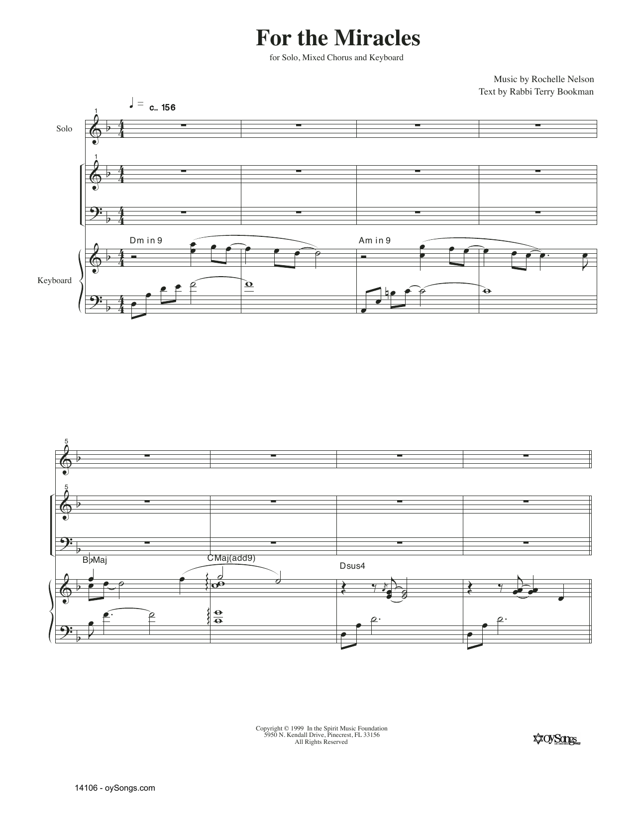 Rachelle Nelson For The Miracles sheet music notes and chords arranged for Choir