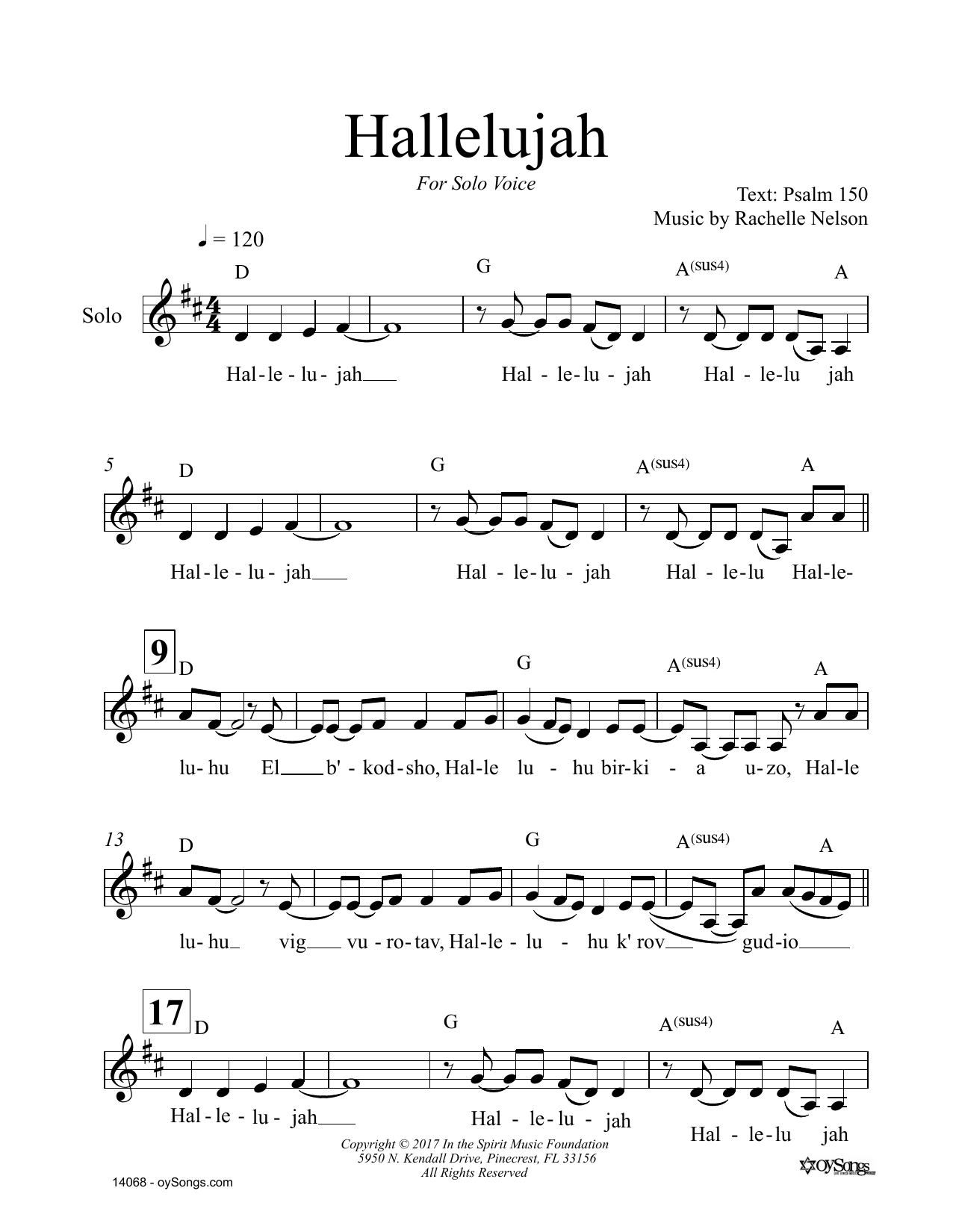 Rachelle Nelson Hallelujah sheet music notes and chords arranged for Lead Sheet / Fake Book