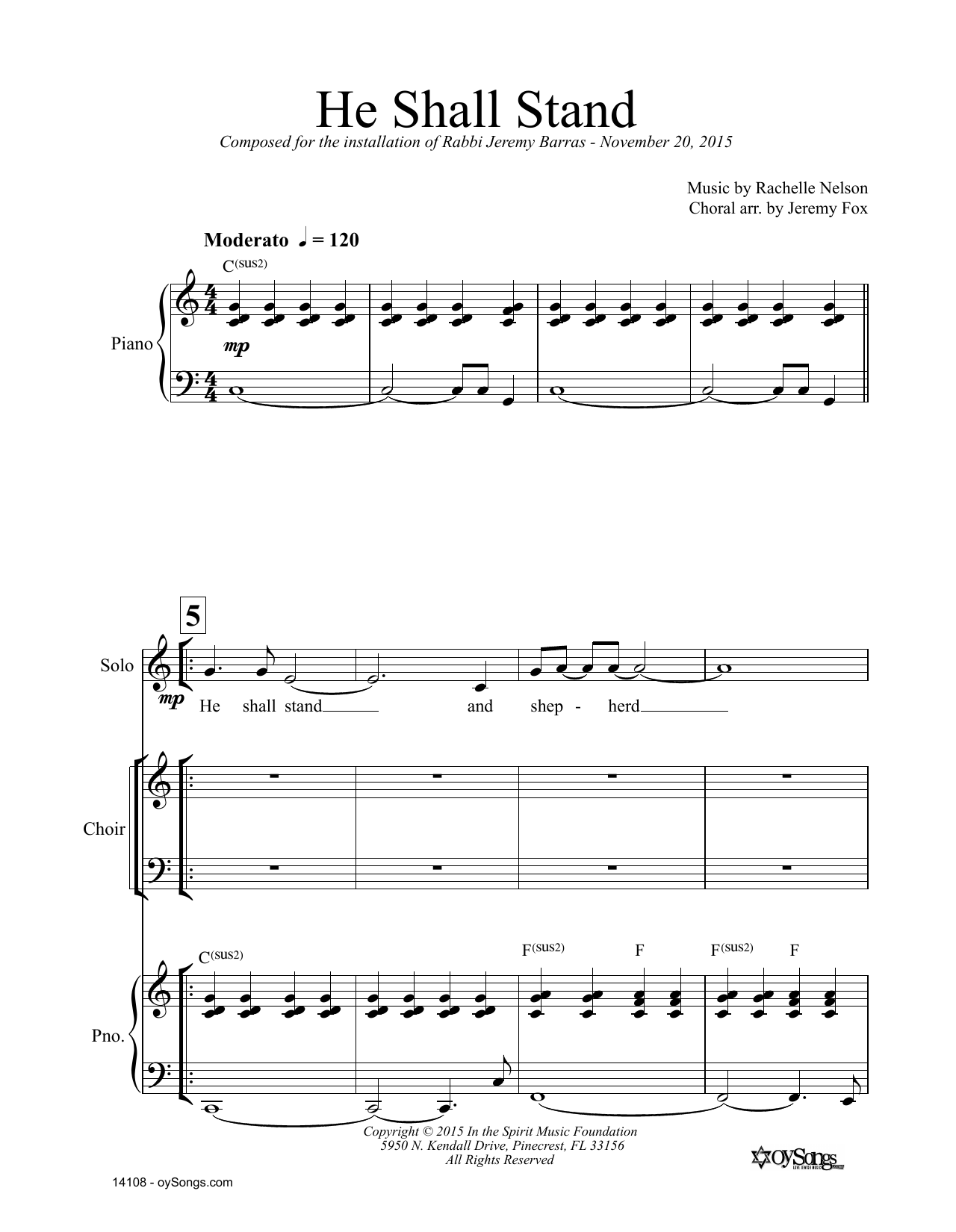 Rachelle Nelson He Shall Stand sheet music notes and chords arranged for SATB Choir