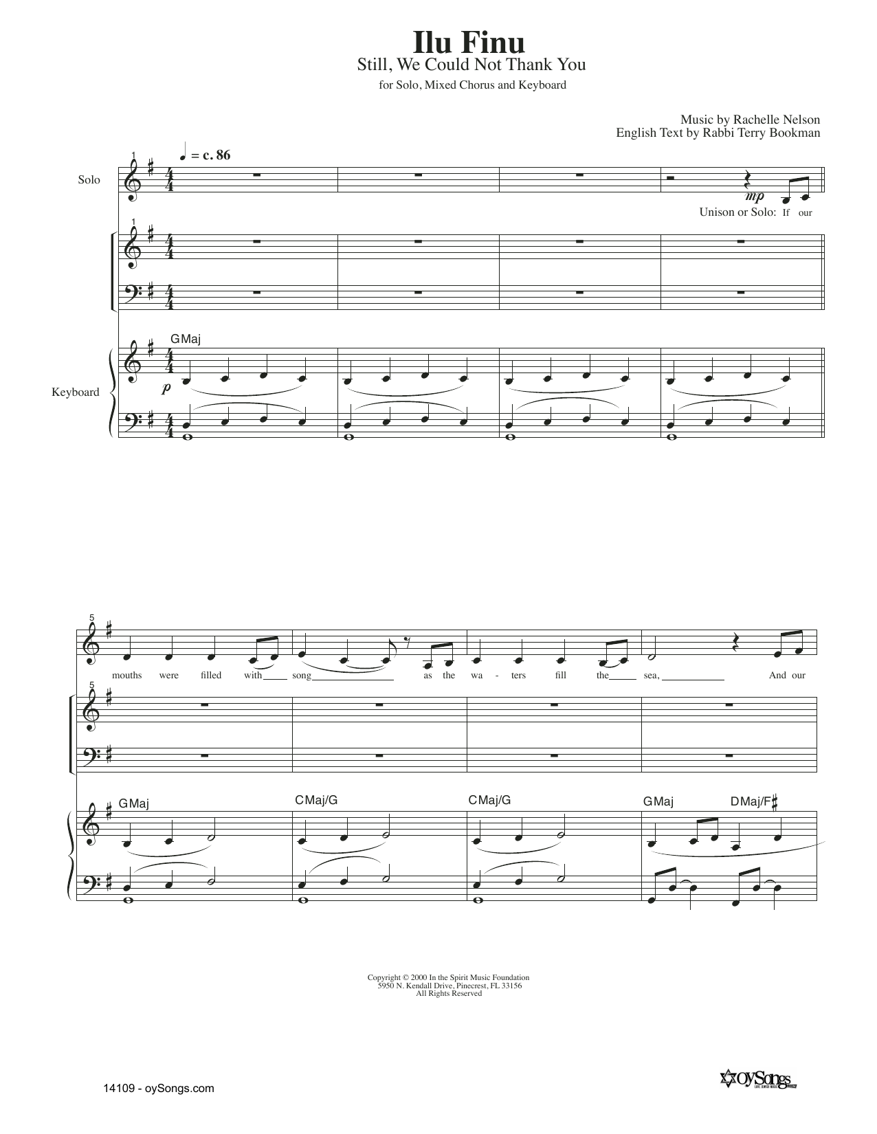 Rachelle Nelson Ilu Finu sheet music notes and chords arranged for SATB Choir