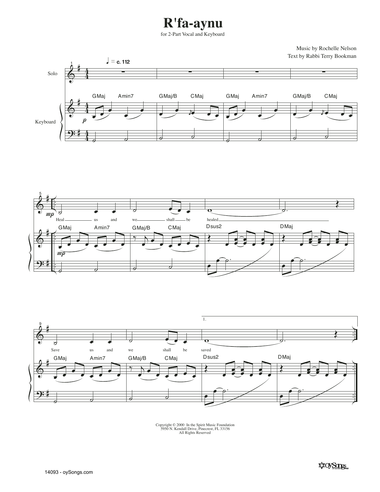 Rachelle Nelson R'faaynu sheet music notes and chords arranged for Piano & Vocal