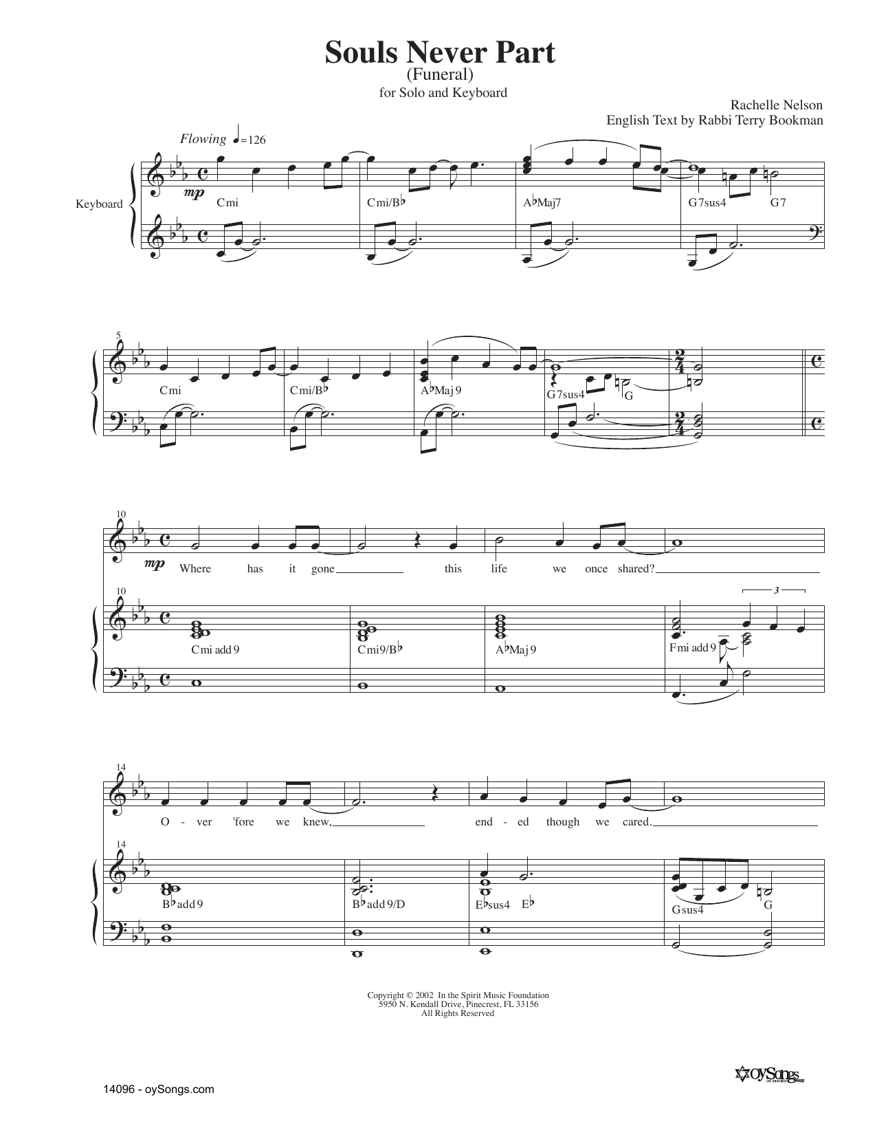 Rachelle Nelson Souls Never Part sheet music notes and chords arranged for Piano & Vocal
