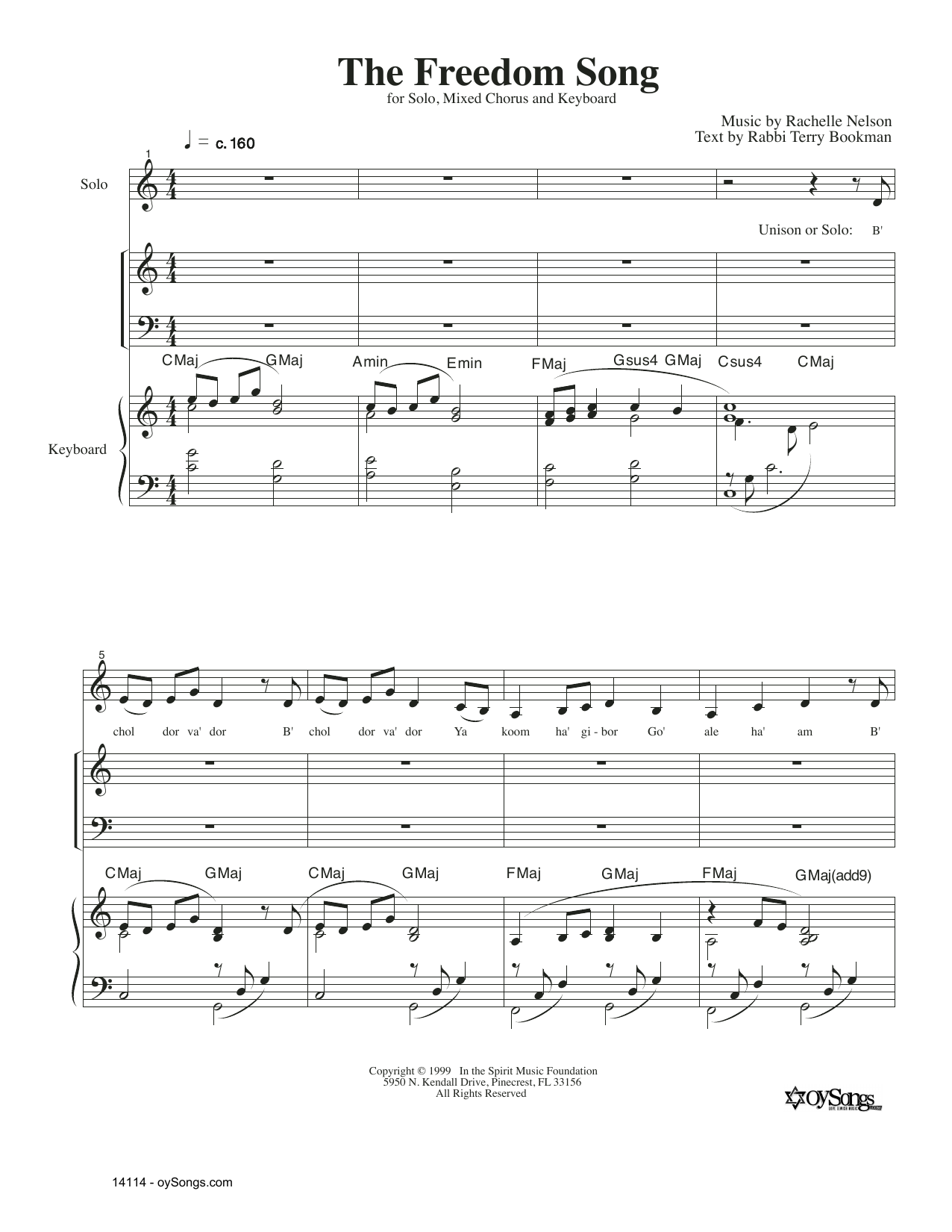 Rachelle Nelson The Freedom Song sheet music notes and chords arranged for SAT Choir