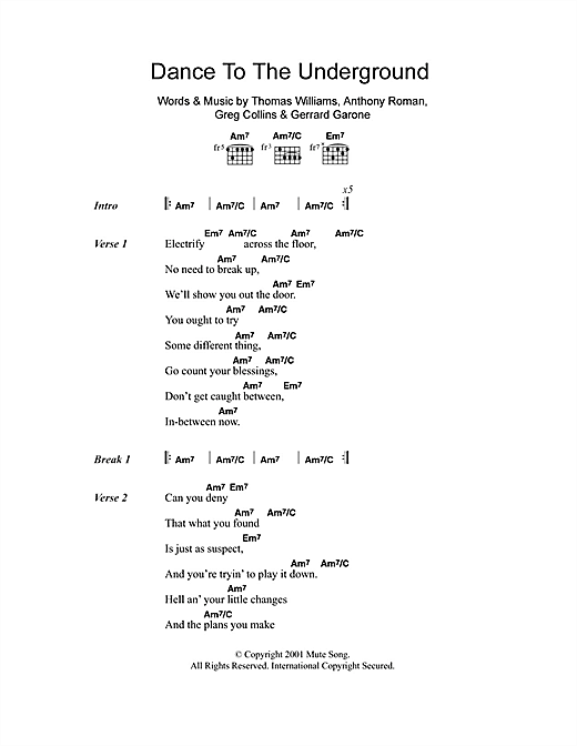 Radio 4 Dance To The Underground sheet music notes and chords arranged for Guitar Chords/Lyrics