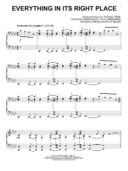 Radiohead Everything In Its Right Place sheet music notes and chords arranged for Piano Solo