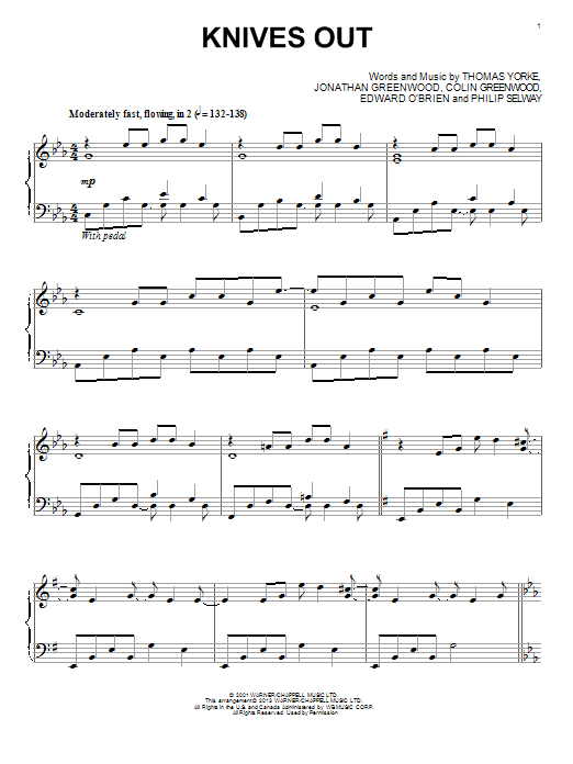 Radiohead Knives Out sheet music notes and chords arranged for Piano Solo