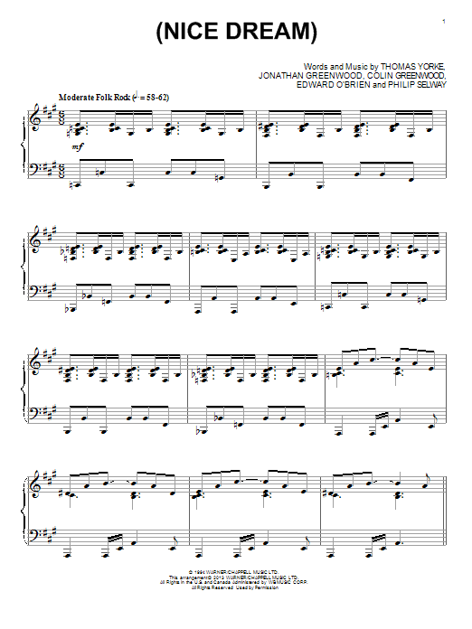 Radiohead (Nice Dream) sheet music notes and chords arranged for Piano Solo