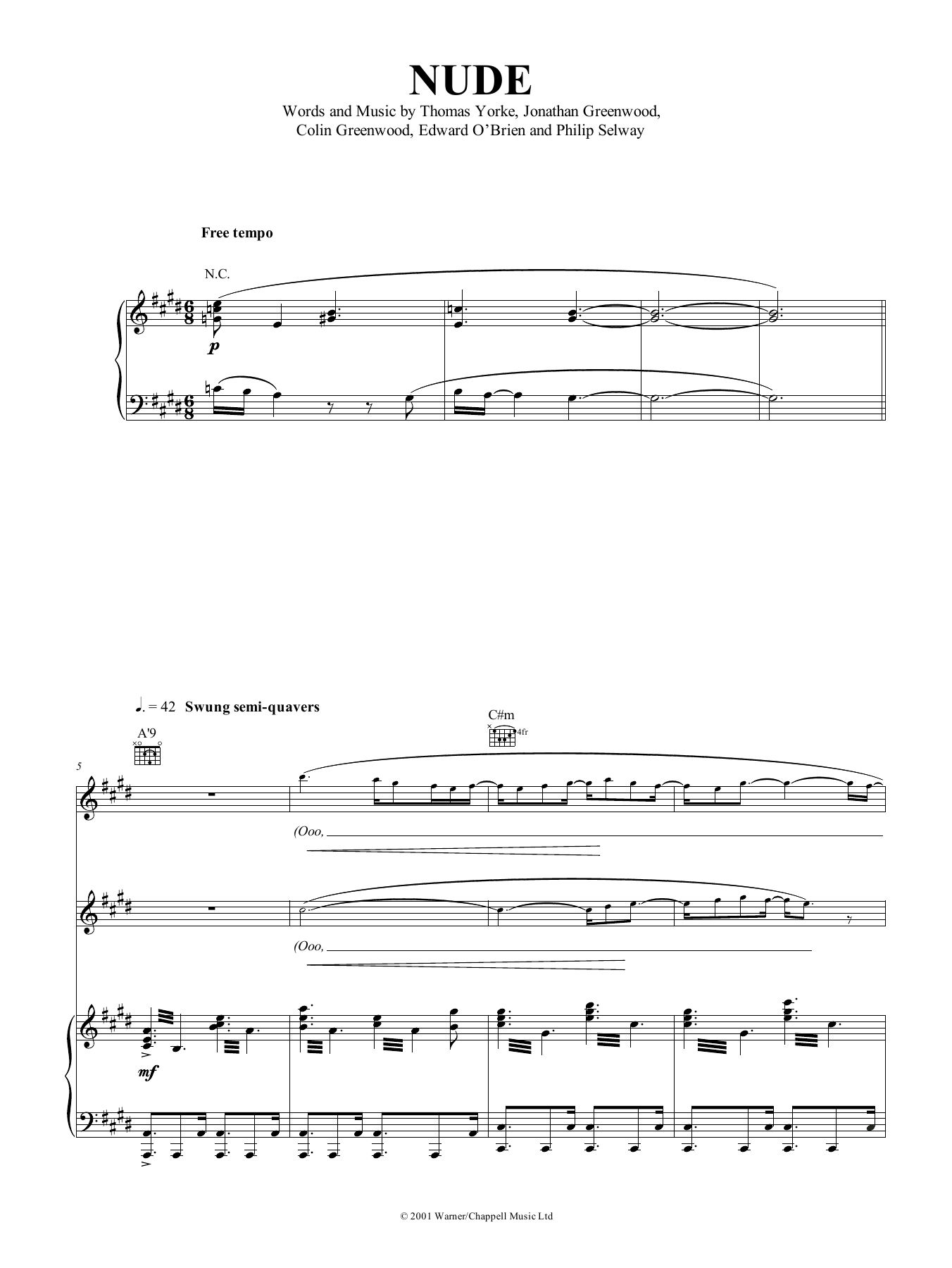 Radiohead Nude sheet music notes and chords arranged for Piano Solo