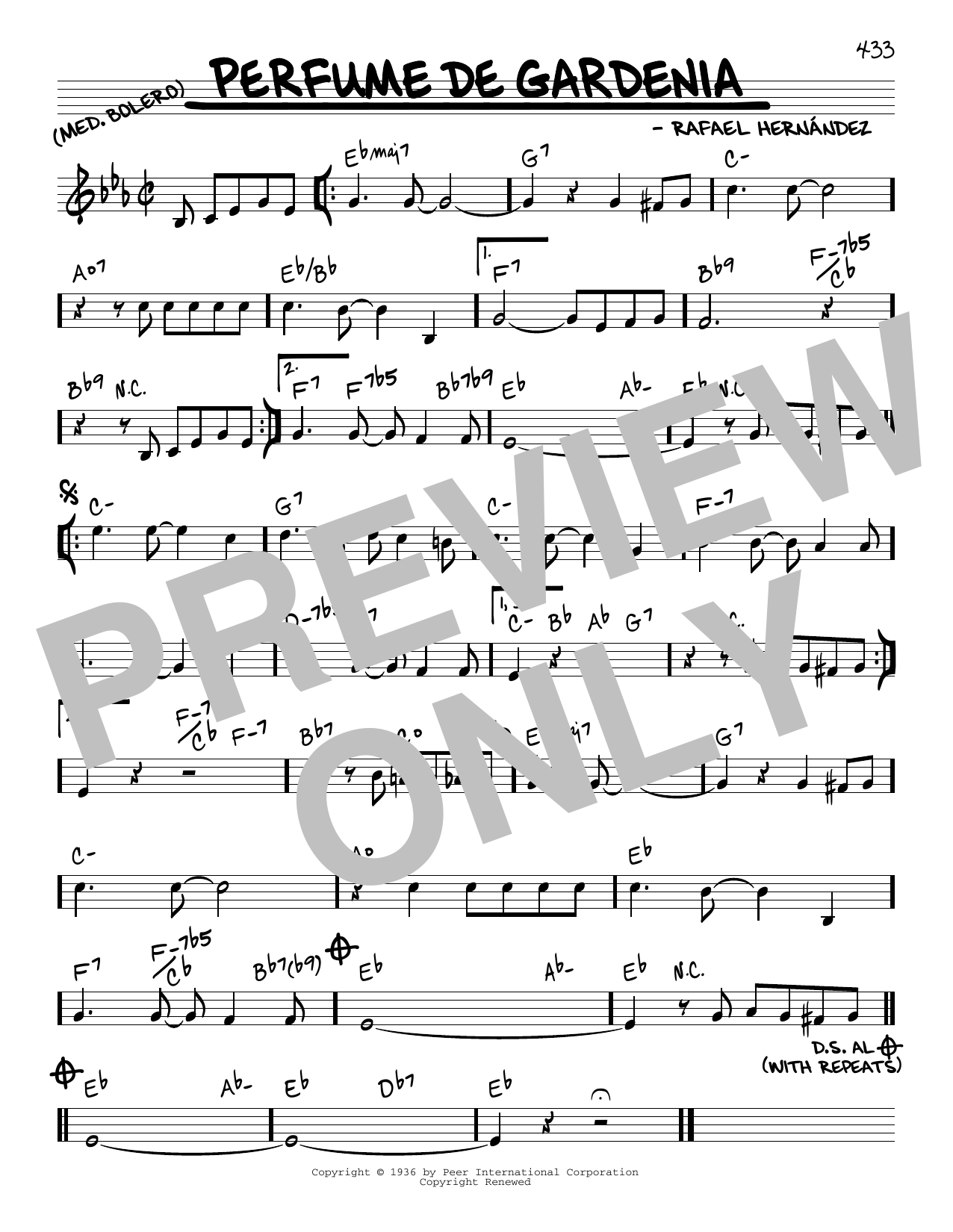 Rafael Hernandez Perfume De Gardenia sheet music notes and chords arranged for Real Book – Melody & Chords