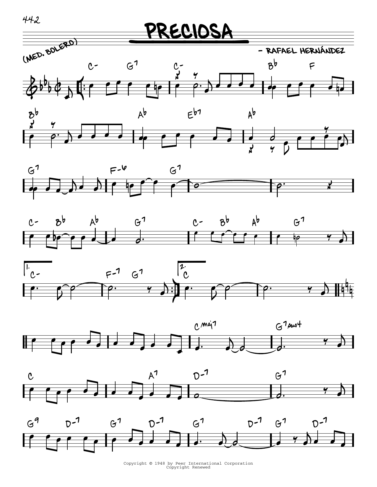 Rafael Hernandez Preciosa sheet music notes and chords arranged for Real Book – Melody & Chords