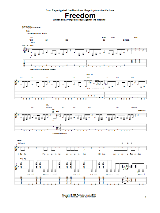 Rage Against The Machine Freedom sheet music notes and chords arranged for Bass Guitar Tab