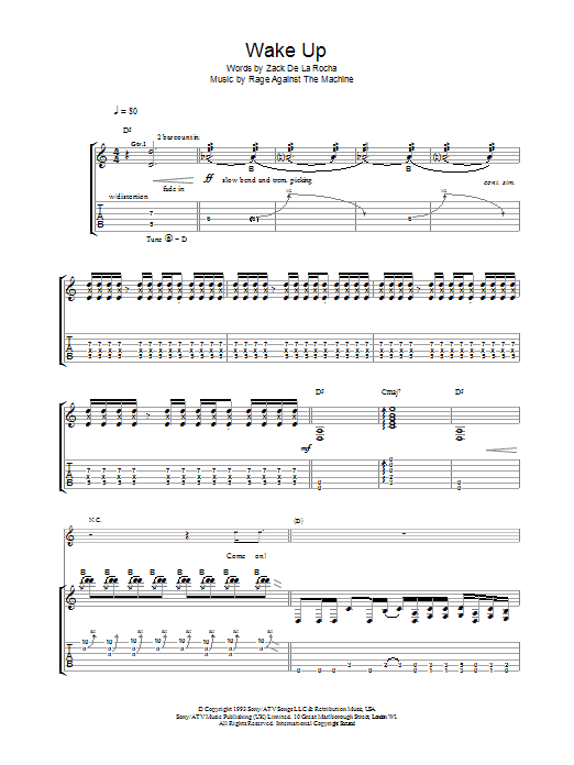 Rage Against The Machine Wake Up sheet music notes and chords arranged for Bass Guitar Tab