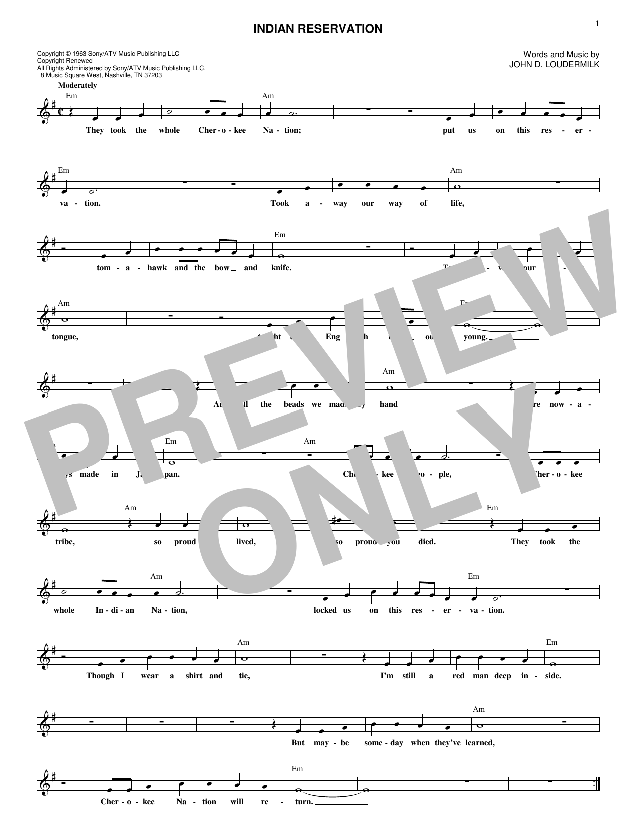 Raiders Indian Reservation sheet music notes and chords arranged for Lead Sheet / Fake Book