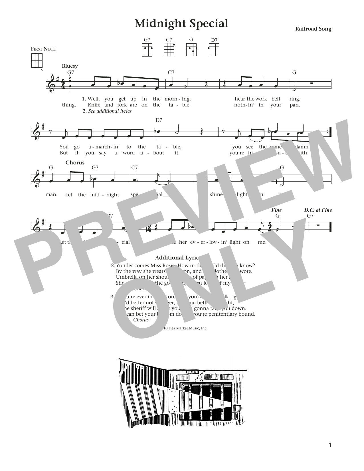 Railroad Song Midnight Special (from The Daily Ukulele) (arr. Liz and Jim Beloff) sheet music notes and chords arranged for Ukulele