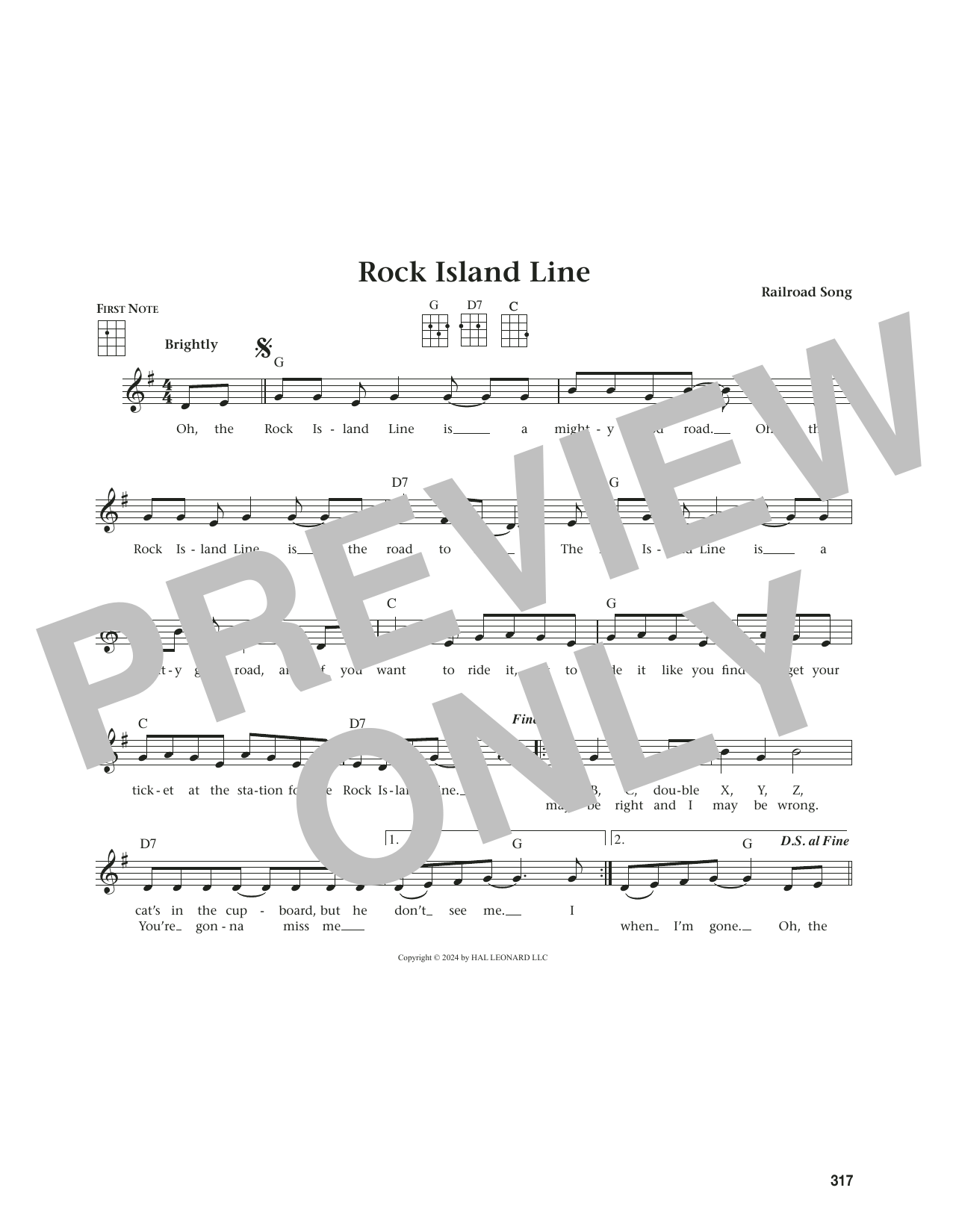 Railroad Song Rock Island Line (from The Daily Ukulele) (arr. Jim Beloff) sheet music notes and chords arranged for Ukulele