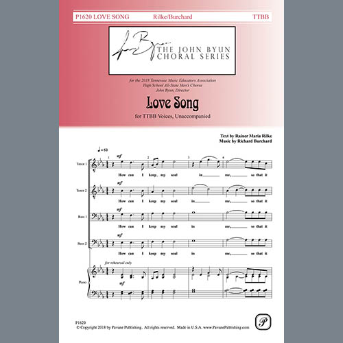 Easily Download Rainer Maria Rilke Printable PDF piano music notes, guitar tabs for  TTBB Choir. Transpose or transcribe this score in no time - Learn how to play song progression.
