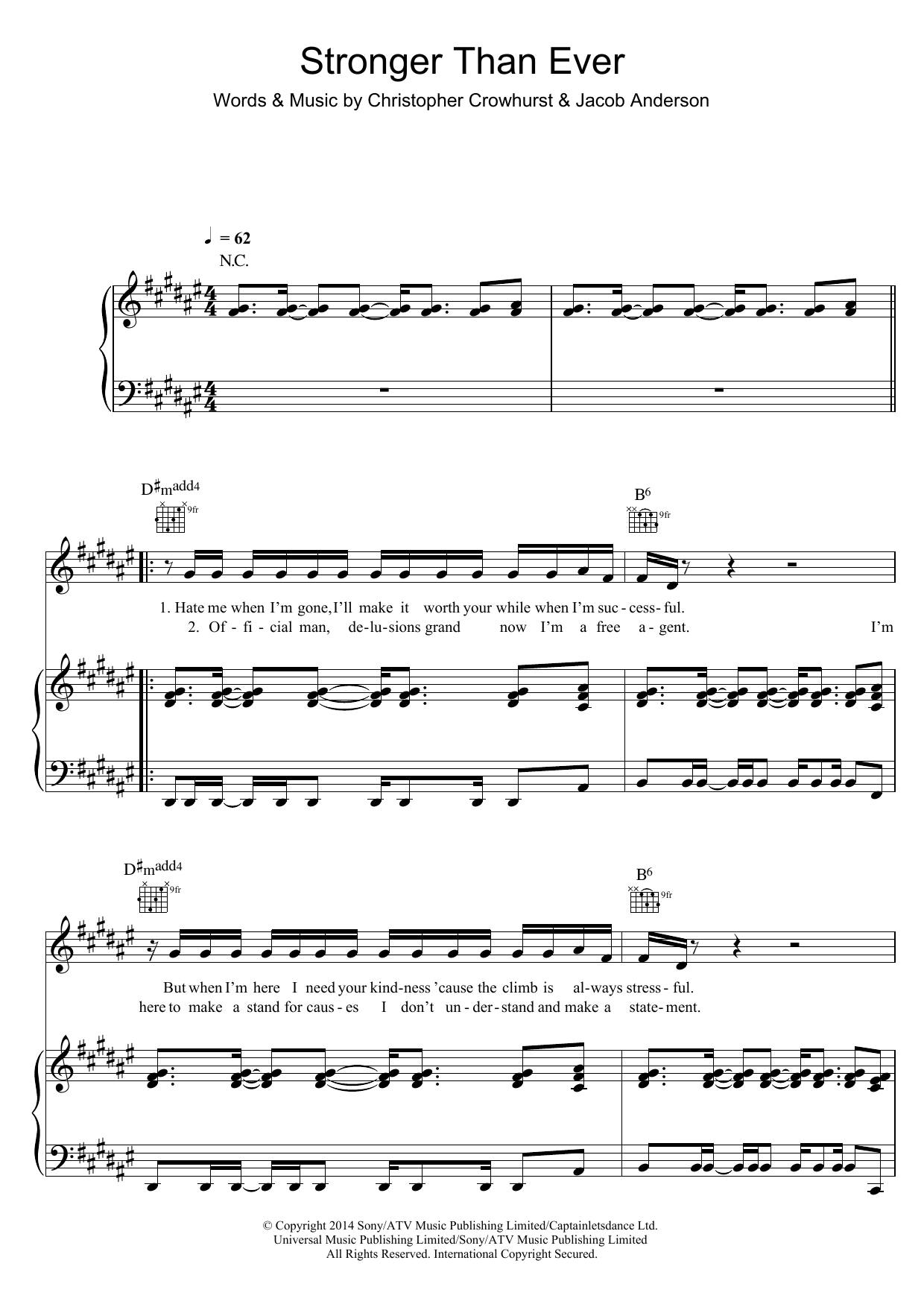 Raleigh Ritchie Stronger Than Ever sheet music notes and chords arranged for Piano, Vocal & Guitar Chords