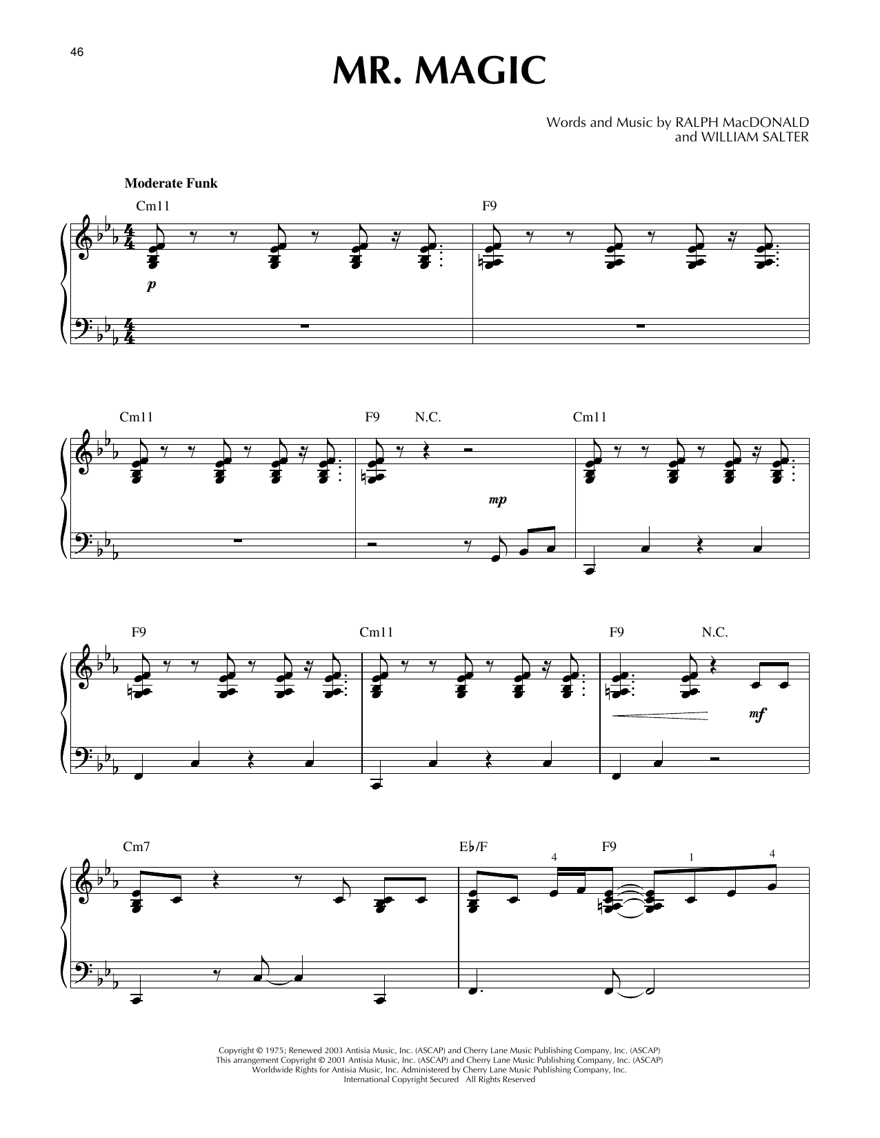 Ralph MacDonald Mr. Magic (arr. Larry Moore) sheet music notes and chords arranged for Piano Solo