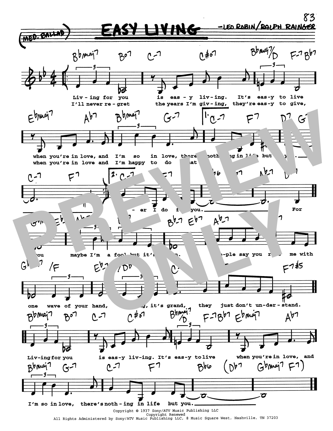 Ralph Rainger Easy Living (Low Voice) sheet music notes and chords arranged for Real Book – Melody, Lyrics & Chords