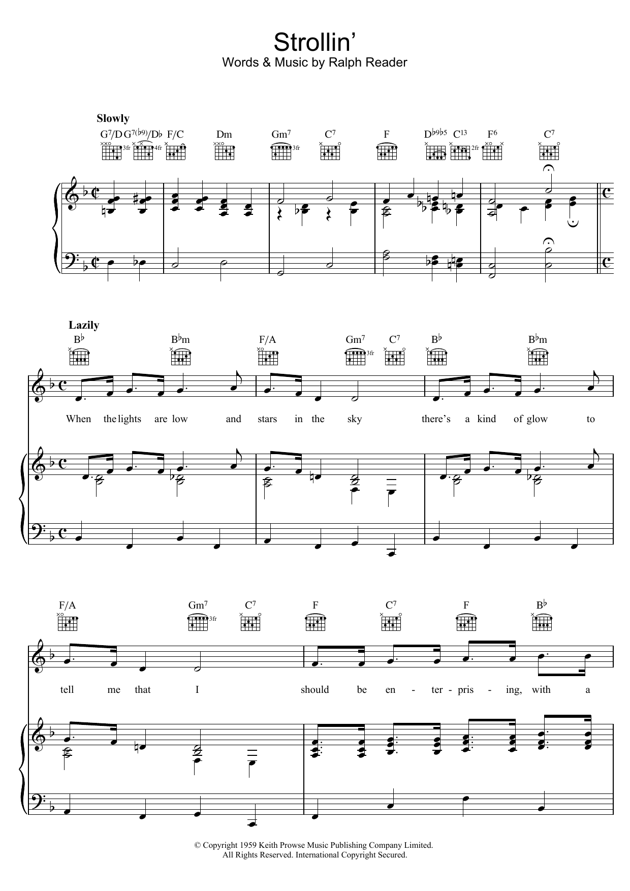 Ralph Reader Strollin' sheet music notes and chords arranged for Piano, Vocal & Guitar Chords