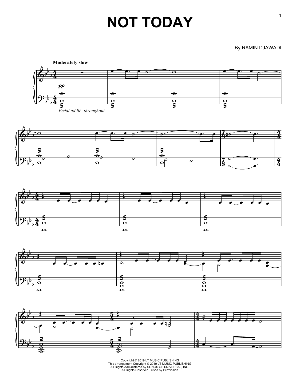 Ramin Djawadi Not Today (from Game of Thrones) sheet music notes and chords arranged for Piano Solo
