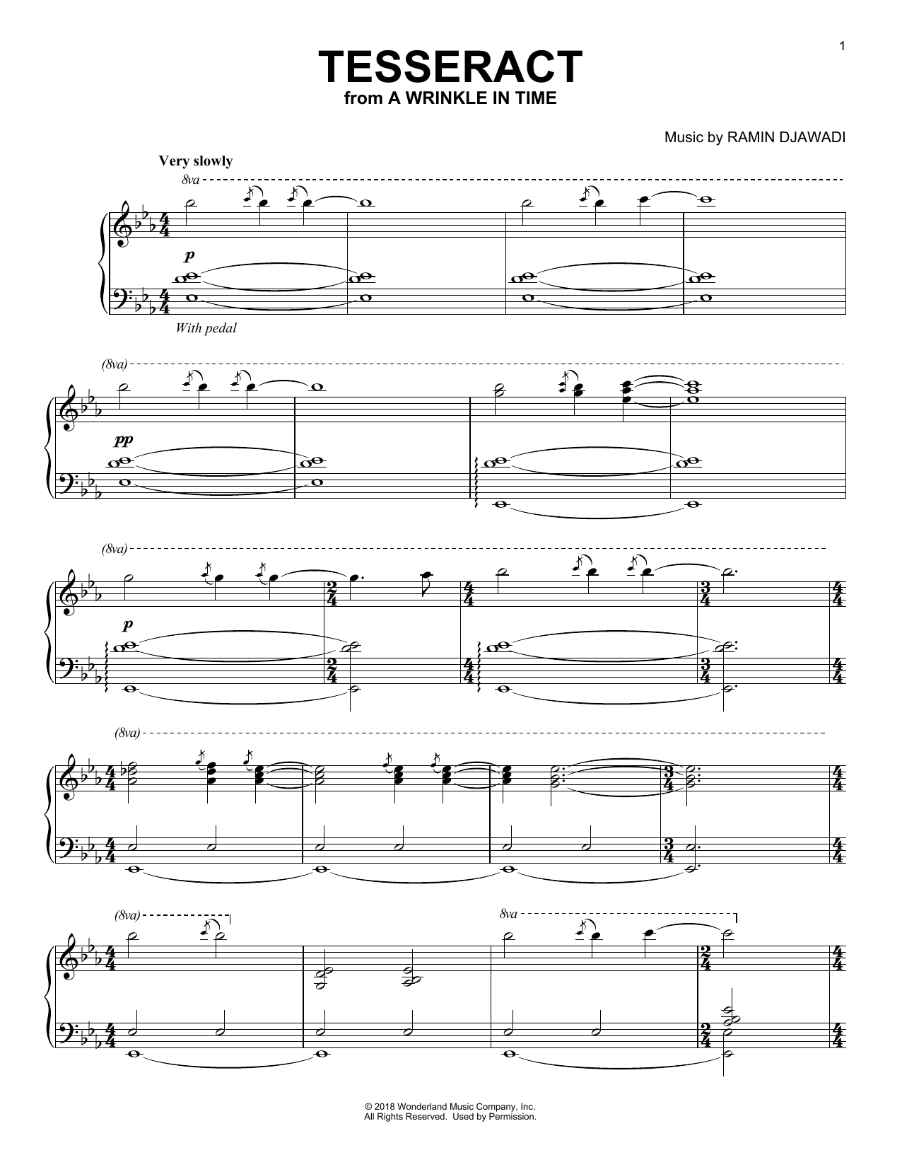 Ramin Djawadi Tesseract (from A Wrinkle In Time) sheet music notes and chords arranged for Easy Piano