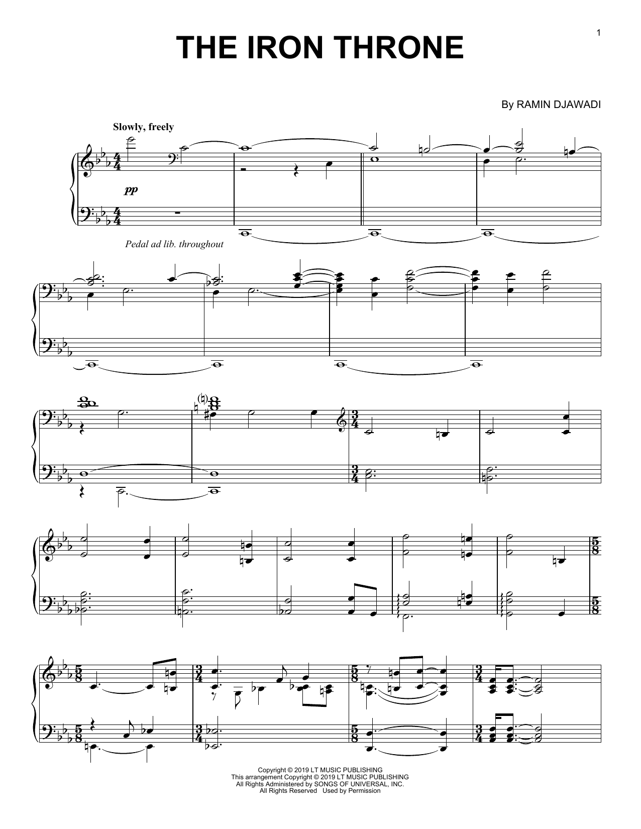 Ramin Djawadi The Iron Throne (from Game of Thrones) sheet music notes and chords arranged for Piano Solo