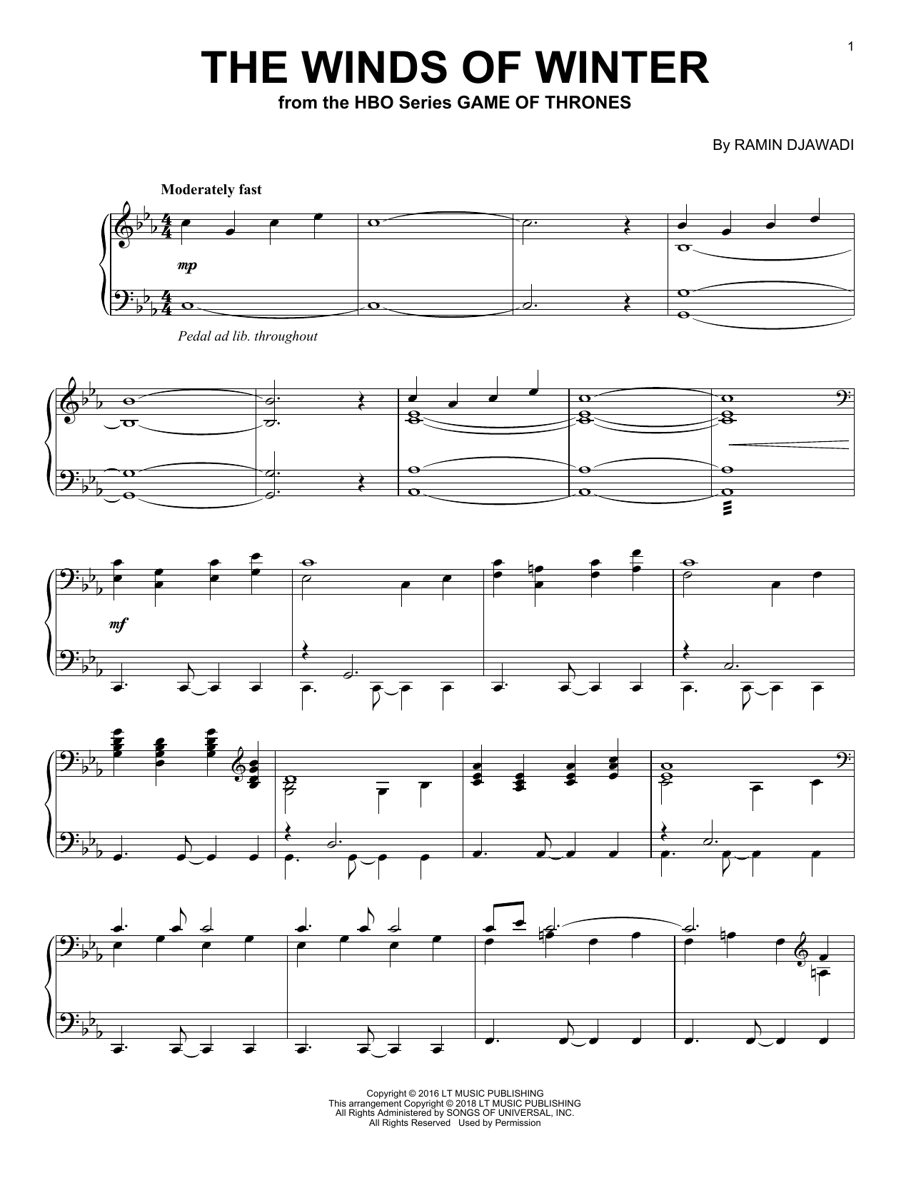 Ramin Djawadi The Winds Of Winter (from Game of Thrones) sheet music notes and chords arranged for Solo Guitar