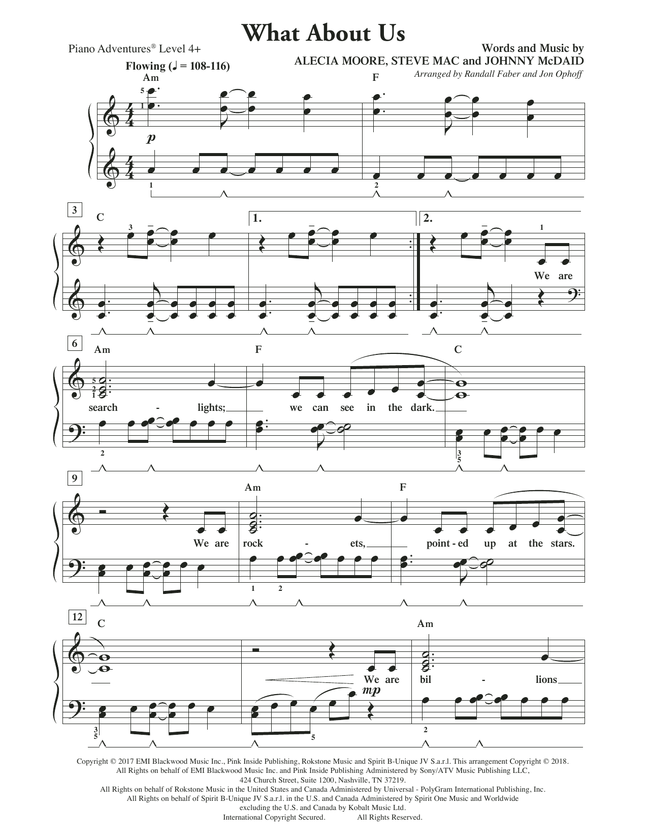 Randall Faber & Jon Ophoff What About Us sheet music notes and chords arranged for Piano Adventures