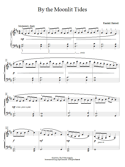 Randall Hartsell By The Moonlit Tides sheet music notes and chords arranged for Educational Piano