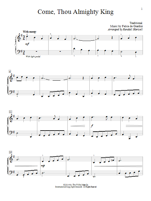 Randall Hartsell Come, Thou Almighty King sheet music notes and chords arranged for Educational Piano