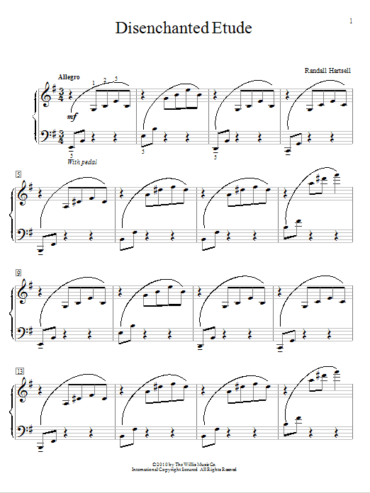 Randall Hartsell Disenchanted Etude sheet music notes and chords arranged for Educational Piano