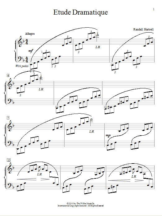 Randall Hartsell Etude Dramatique sheet music notes and chords arranged for Educational Piano