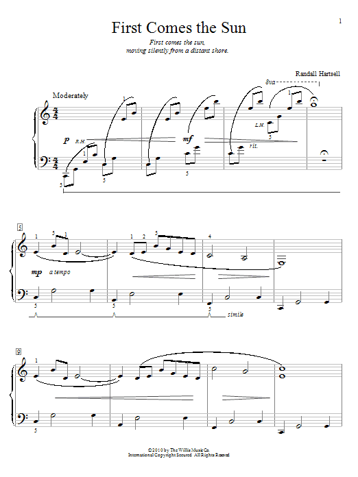 Randall Hartsell First Comes The Sun sheet music notes and chords arranged for Educational Piano