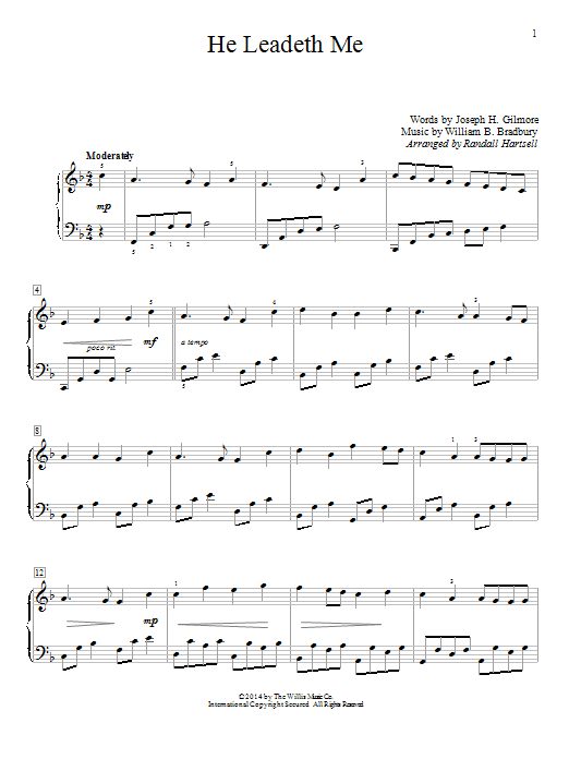 Randall Hartsell He Leadeth Me sheet music notes and chords arranged for Educational Piano