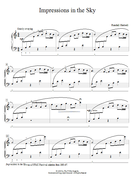 Randall Hartsell Impressions In The Sky sheet music notes and chords arranged for Educational Piano