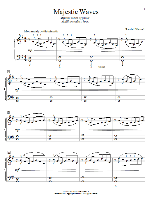 Randall Hartsell Majestic Waves sheet music notes and chords arranged for Educational Piano