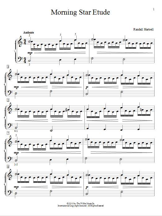 Randall Hartsell Morning Star Etude sheet music notes and chords arranged for Educational Piano