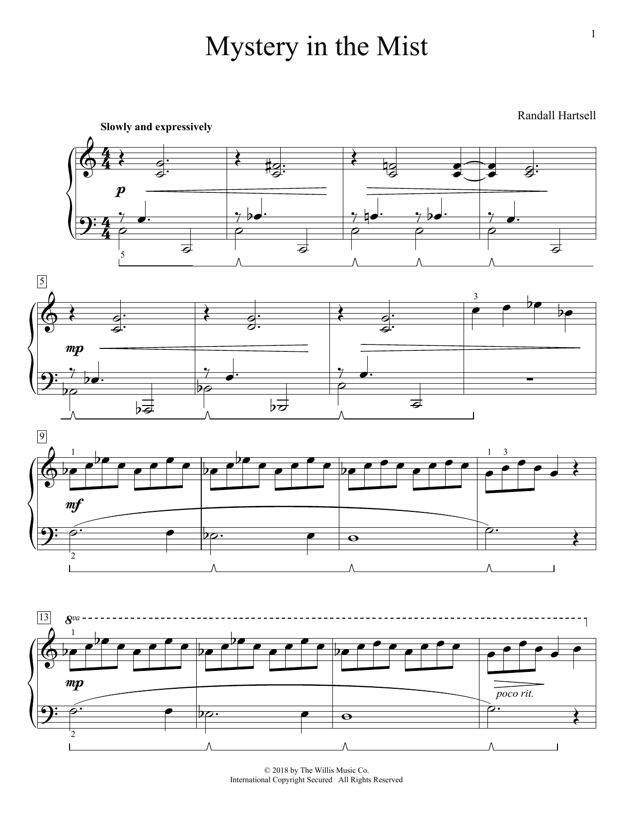 Randall Hartsell Mystery In The Mist sheet music notes and chords arranged for Educational Piano