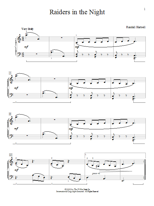 Randall Hartsell Raiders In The Night sheet music notes and chords arranged for Educational Piano