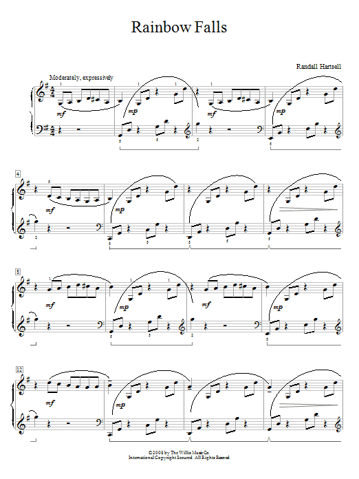 Randall Hartsell Rainbow Falls sheet music notes and chords arranged for Educational Piano