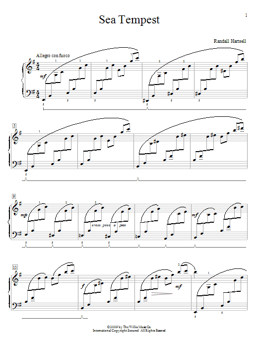 Randall Hartsell Sea Tempest sheet music notes and chords arranged for Educational Piano