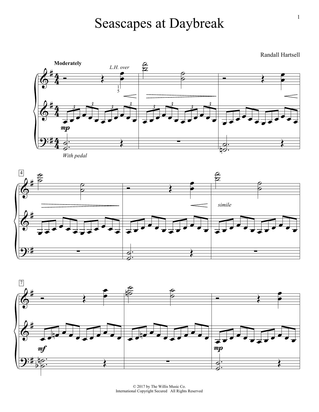 Randall Hartsell Seascapes At Daybreak sheet music notes and chords arranged for Educational Piano
