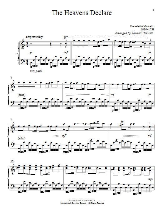 Randall Hartsell The Heavens Declare sheet music notes and chords arranged for Piano Solo