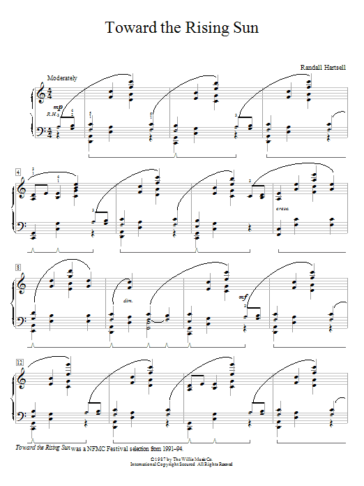 Randall Hartsell Toward The Rising Sun sheet music notes and chords arranged for Educational Piano