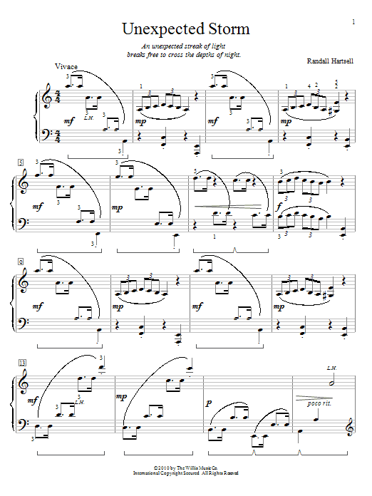 Randall Hartsell Unexpected Storm sheet music notes and chords arranged for Educational Piano