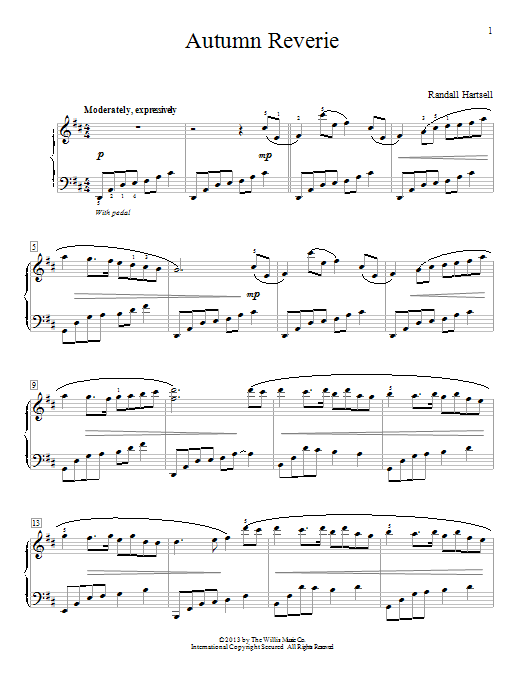 Randall Hartsell Autumn Reverie sheet music notes and chords arranged for Educational Piano