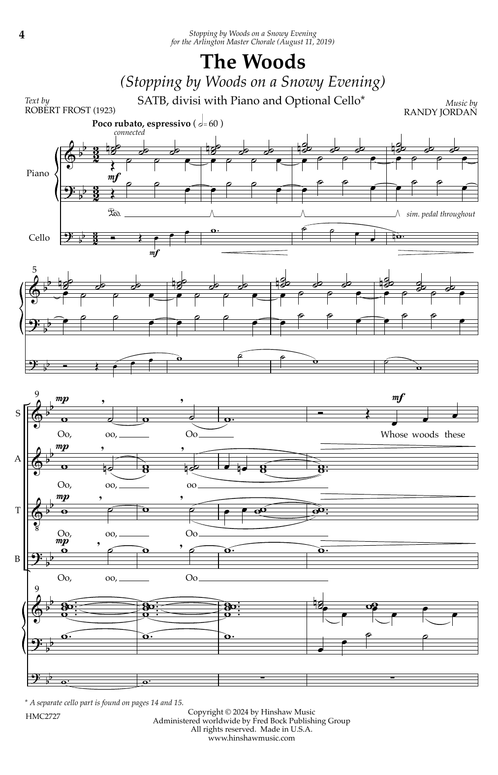 Randy Jordan The Woods (Stopping By Woods On A Snowy Evening) sheet music notes and chords arranged for SATB Choir