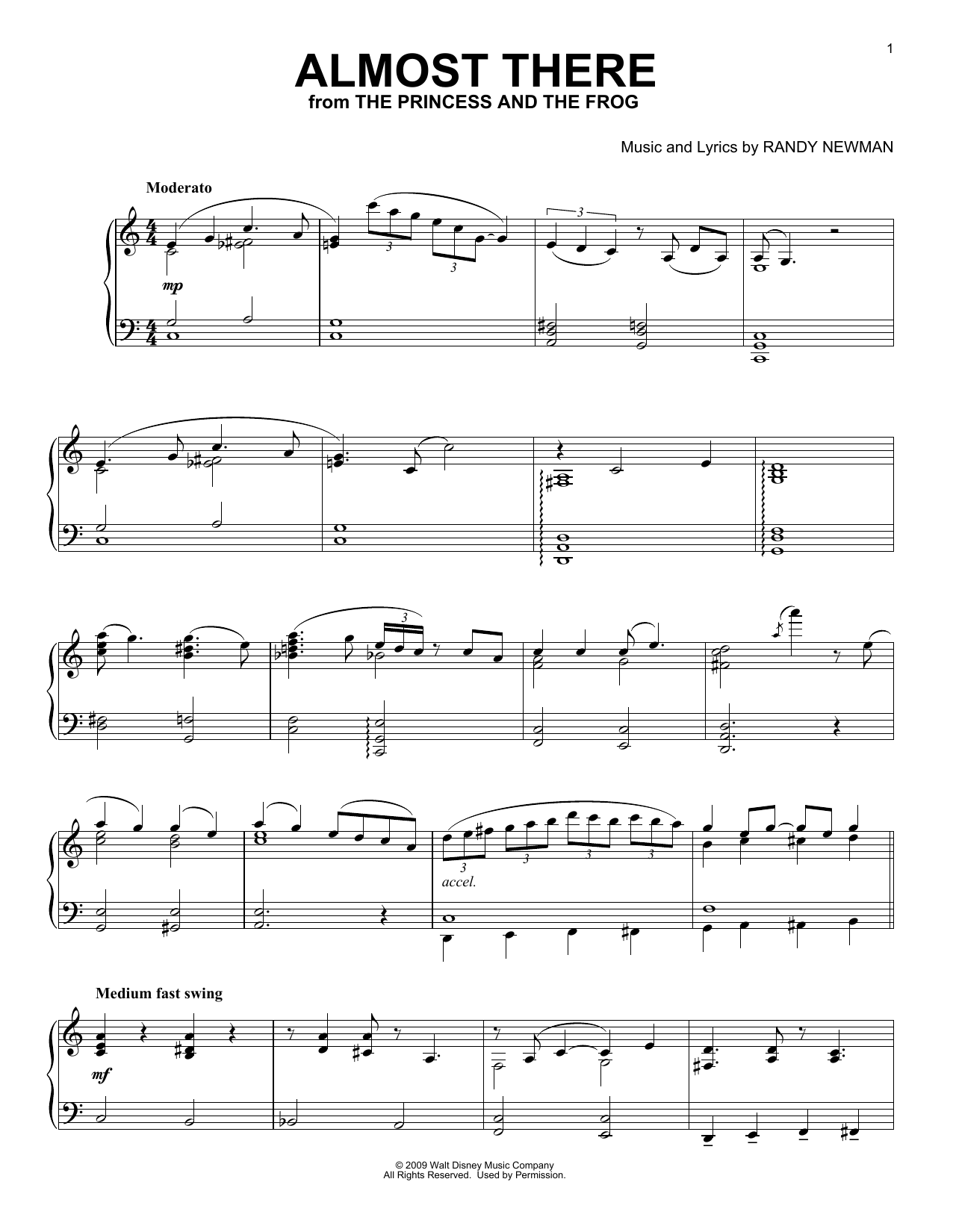 Randy Newman Almost There (from The Princess And The Frog) [Classical version] sheet music notes and chords arranged for Piano Solo