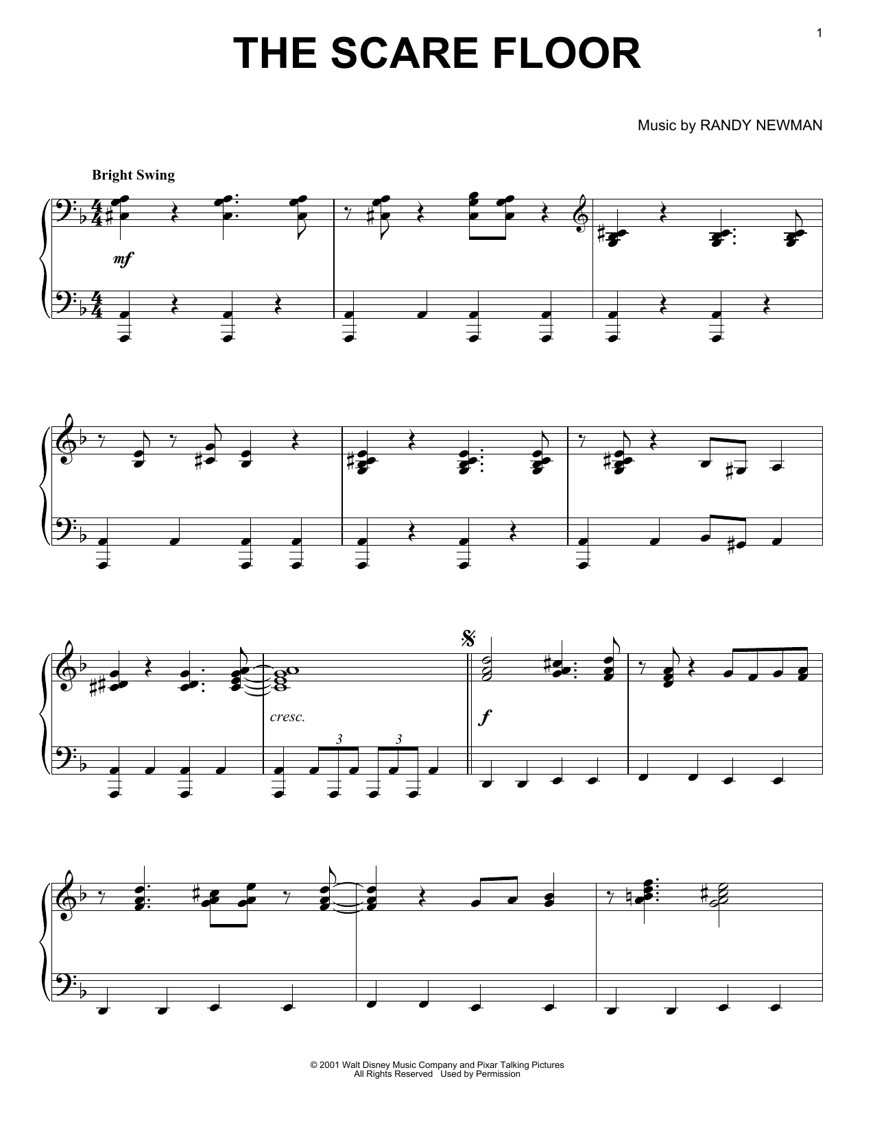 Randy Newman The Scare Floor sheet music notes and chords arranged for Piano Solo